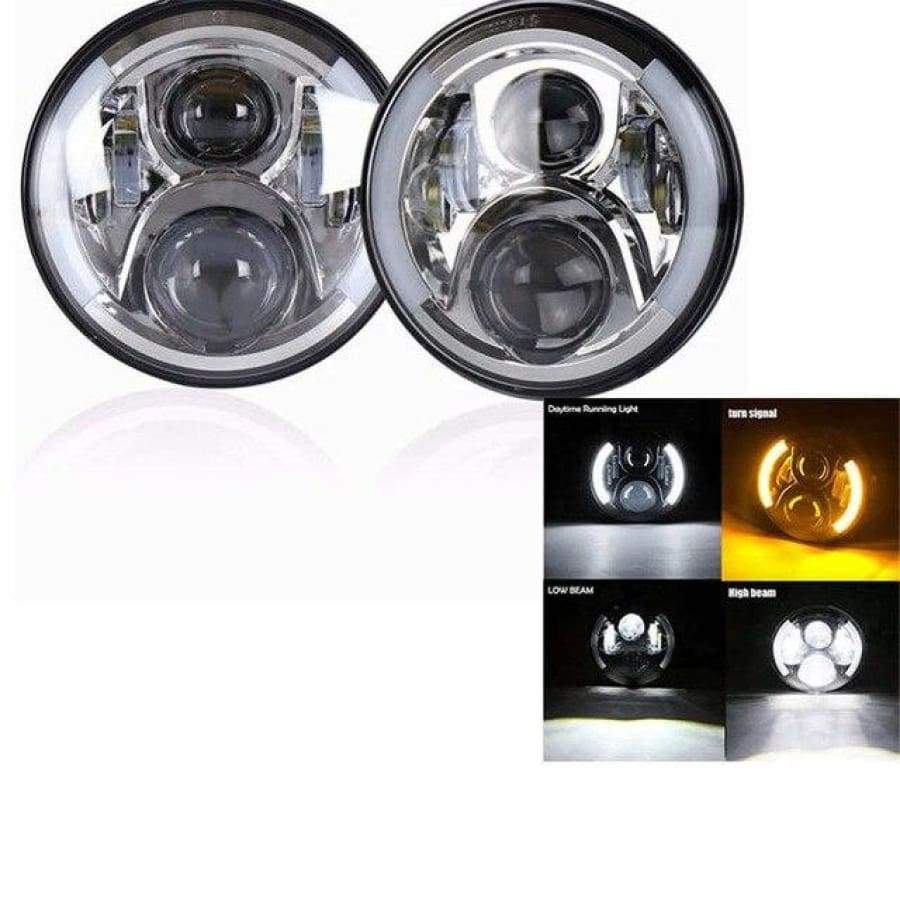 Led Headlights For Land Rover Defender 50W Chrome