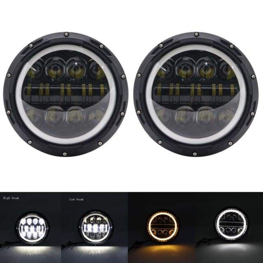 Led Headlights For Land Rover Defender 80W Halo