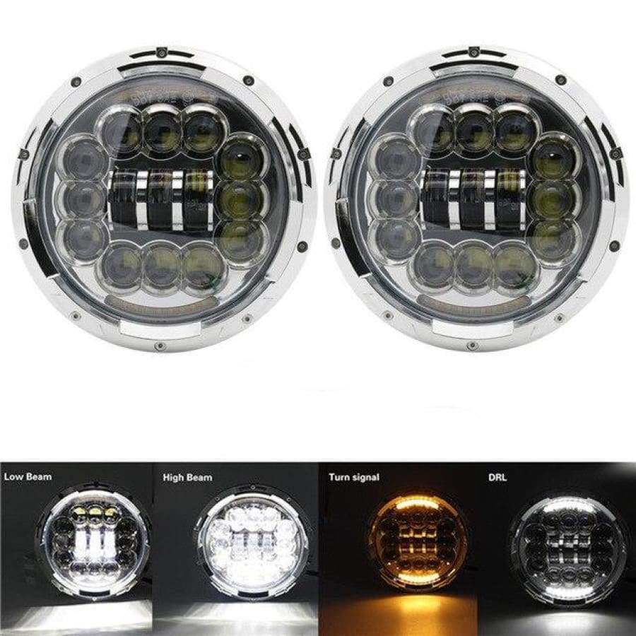 Led Headlights For Land Rover Defender 90W Chrome
