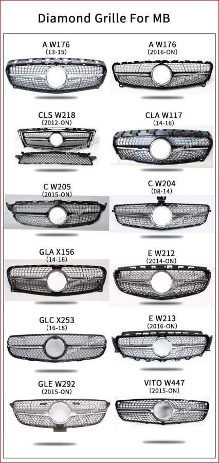 Mercedes V Class Grill W447 Diamond Grille For V260 V250 Racing Diamond Grille Car