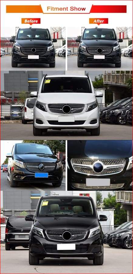 SCHWARZ KÜHLERGRILL FRONT Grill für Mercedes Benz V Klasse W447 MOPF ab SCHWARZ KÜHLERGRILL FRONT Grill für Mercedes Benz V Klasse W447 MOPF ab