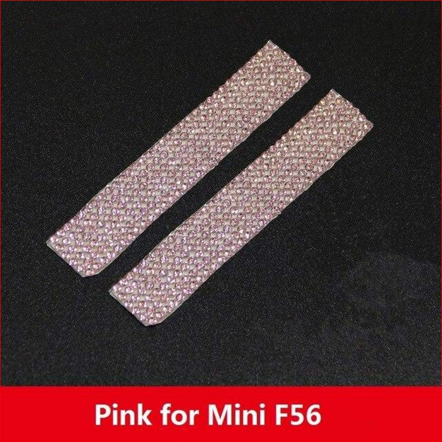 Mini Interior Door Handle Sticker With Crystals For Cooper Pink F56 Car