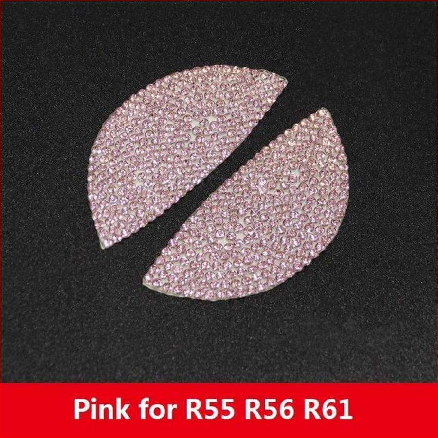Mini Interior Door Handle Sticker With Crystals For Cooper Pink R55 56 61 Car