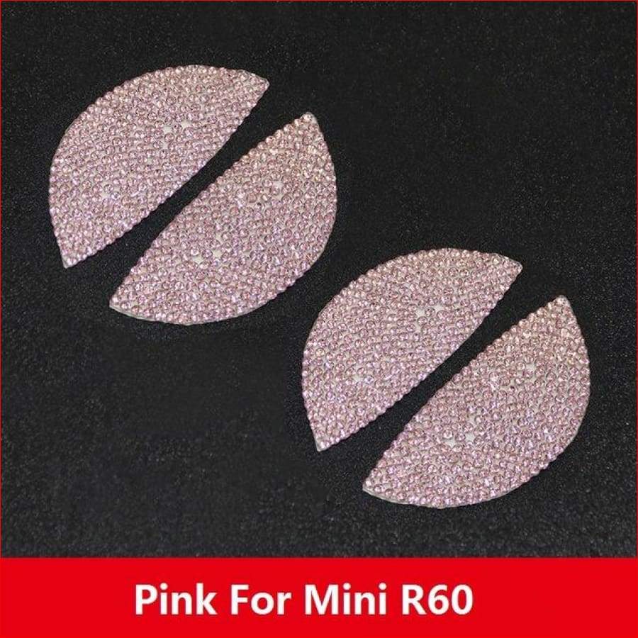 Mini Interior Door Handle Sticker With Crystals For Cooper Pink R60 Car