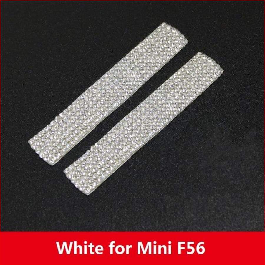 Mini Interior Door Handle Sticker With Crystals For Cooper White F56 Car