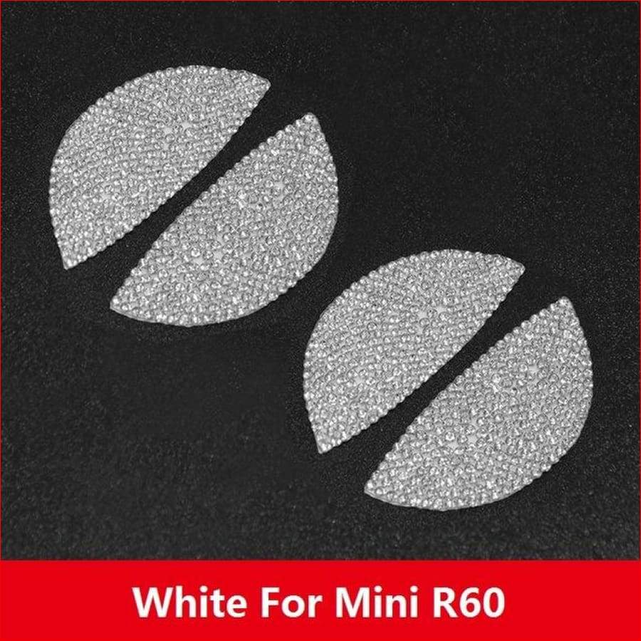 Mini Interior Door Handle Sticker With Crystals For Cooper White R60 Car