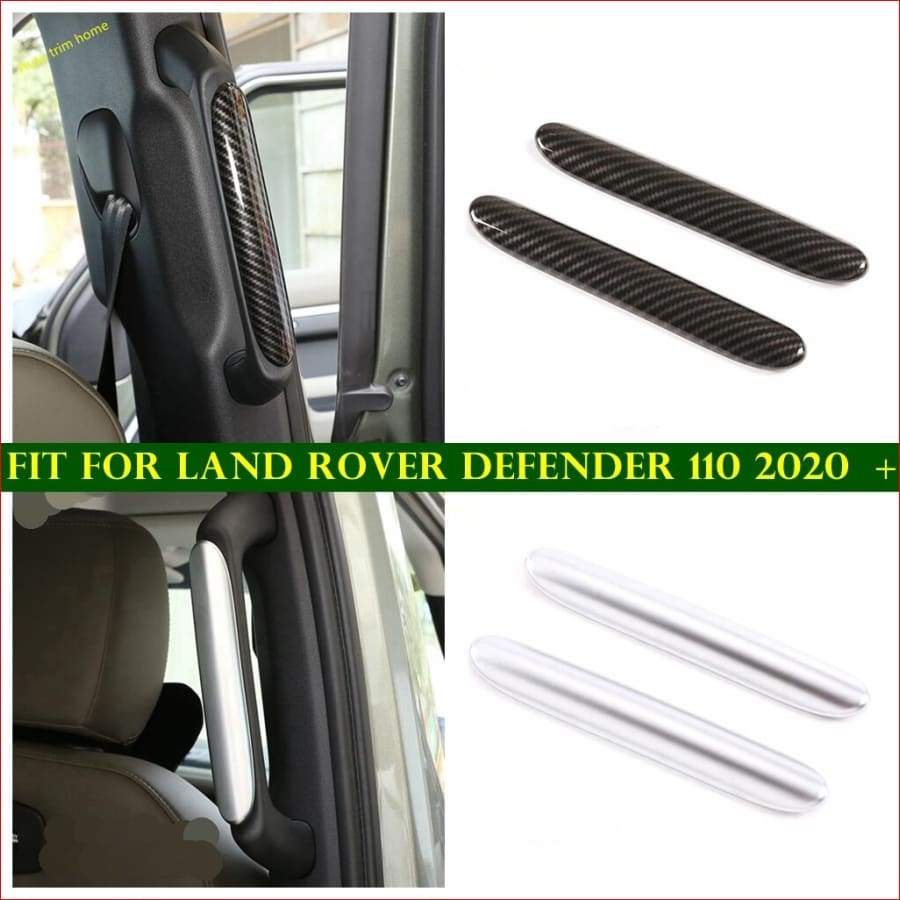 Pillar B Handle Grab Frame Cover Trim Abs Matte / Carbon Fiber For Land Rover Defender 110 2020 2021