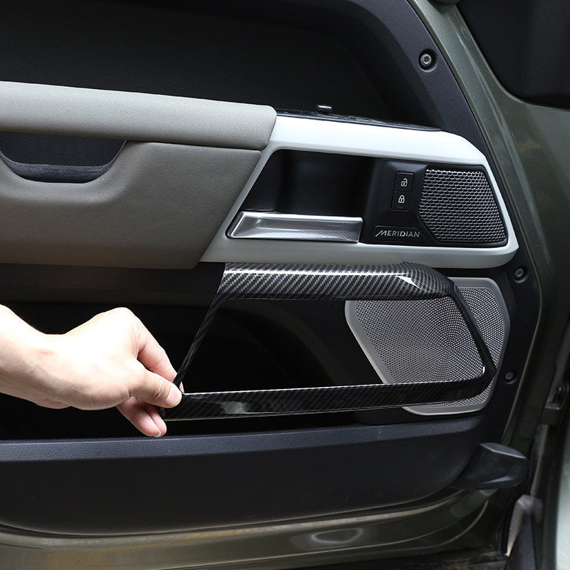 Carbon Fibre - Door Inner Handle Decorative Frame Cover - For Land Rover Defender L663  90 2020-2022