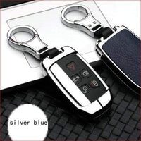 Thumbnail for Range Rover Alloy Leather Key Case Cover Silver Blue Car