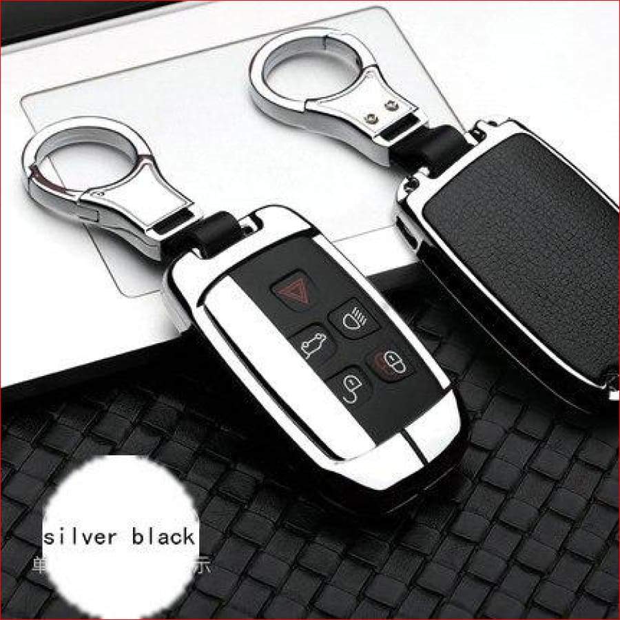 Range Rover Alloy Leather Key Case Cover Silver Black Car