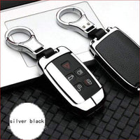 Thumbnail for Range Rover Alloy Leather Key Case Cover Silver Black Car