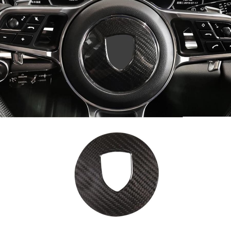 Real Carbon Fiber For Porsche 911 718 Cayenne Macan Panamera Car Steering Wheel Decoration Panel