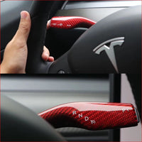 Thumbnail for Red Carbon Indicator/ Wiper Stalks For Tesla Model 3. Car