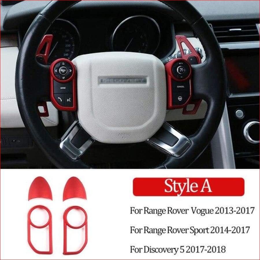 Red Steering Wheel Button Decorative Frame Vogue Sport Discovery Evoque 2013-2017 Car