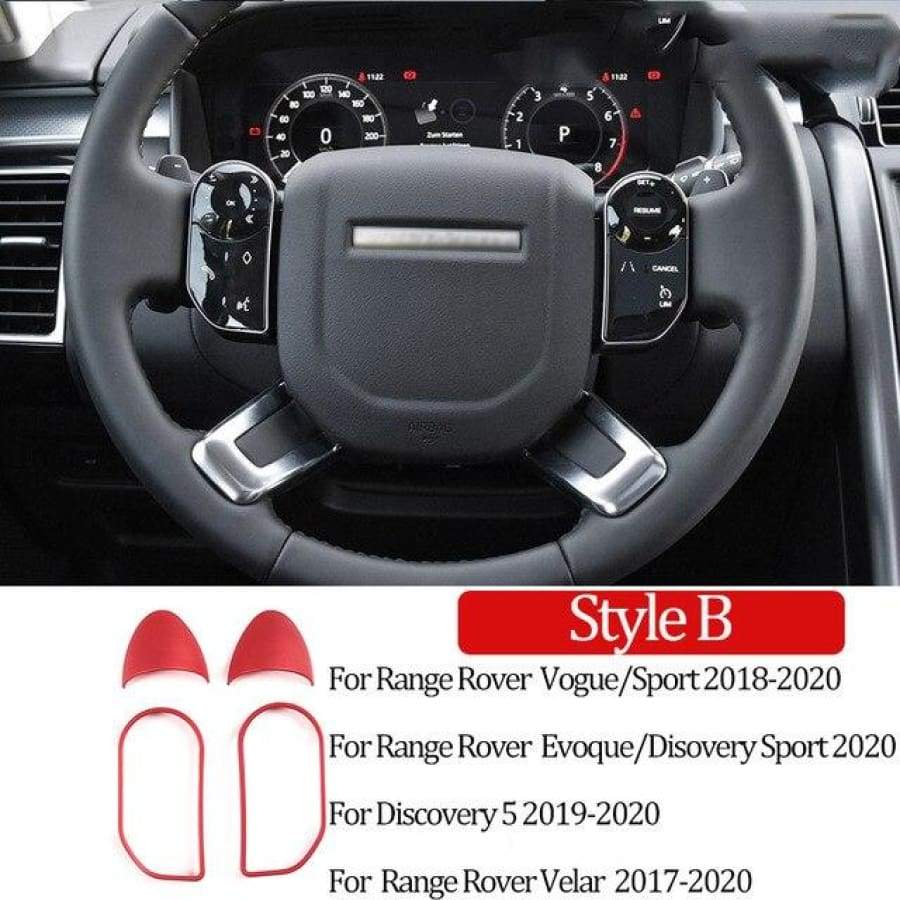 Red Steering Wheel Button Decorative Frame Vogue Sport Discovery Evoque 2017-2020 Car
