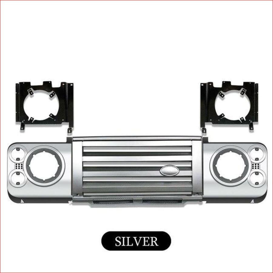 Silver Front Kit Abs Middle Front Grille & Surrounds Brackets For Land Rover Defender 90 110 Car