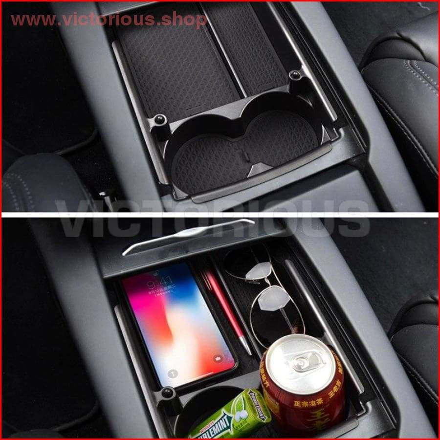 Tesla Model X S Car Central Cup Holder Box Interior Accessories Stowing Tidying Center Console